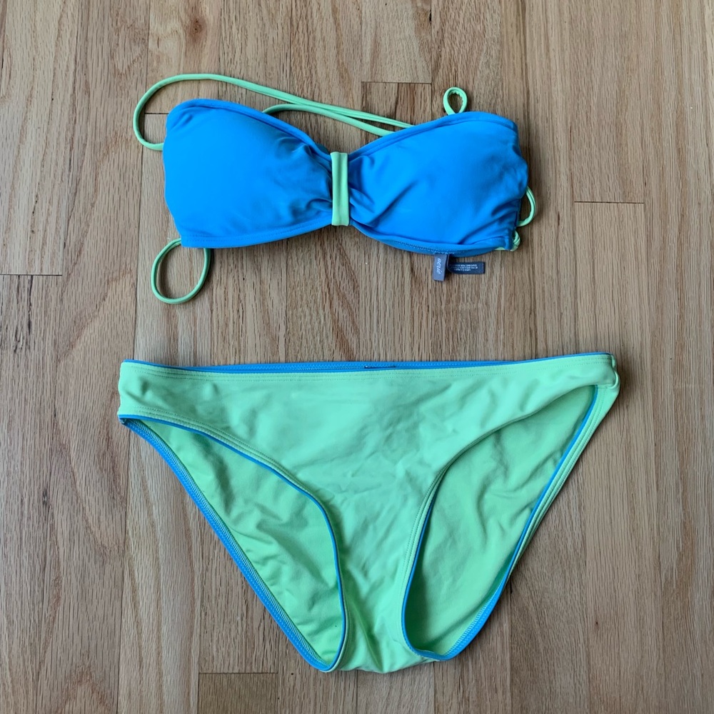 Aerie Blue and Green Bikini Top